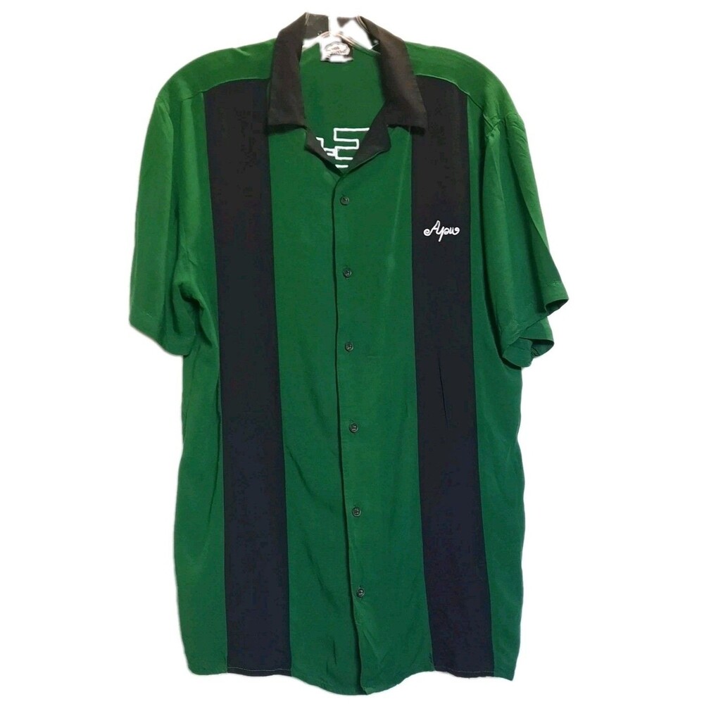 APU Embroidered Kwik-E-Mart Bowling Shirt The Simpsons Green / Black Men Size S